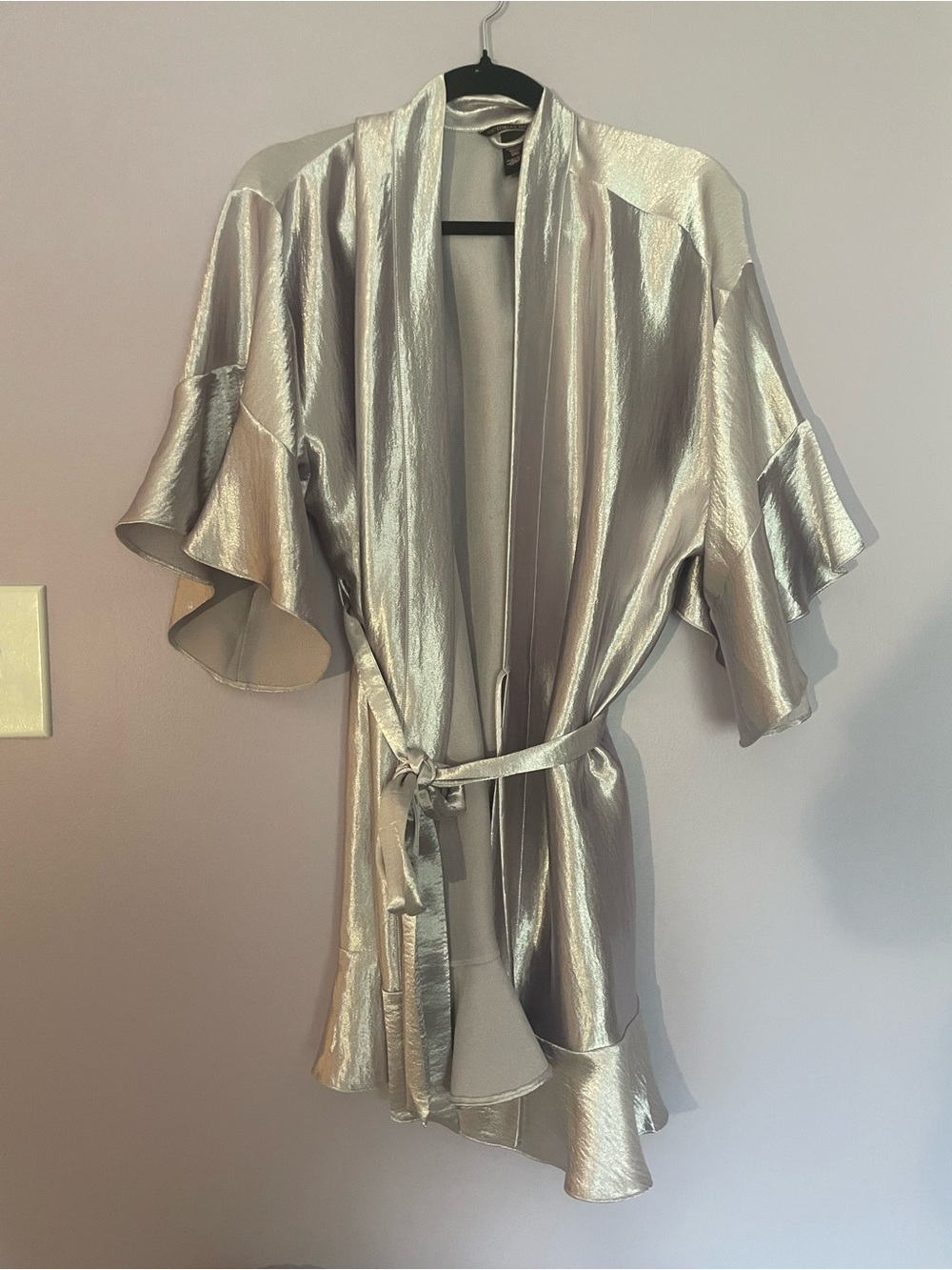 Victoria's Secret Lavender Shimmer Satin Kimono Robe | Tie Waist | Size XS/S